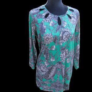 Womens Quarter Sleeve Keyhole Blouse Top